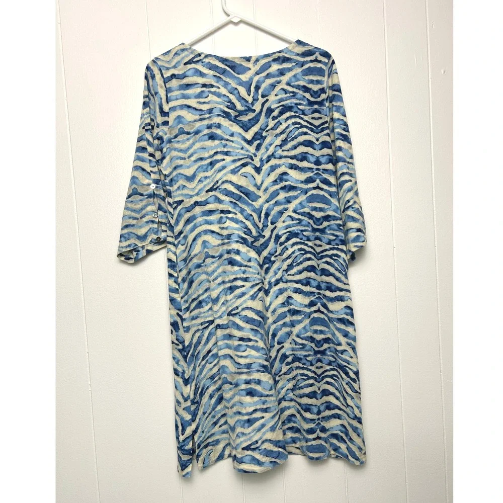 Soft Surroundings Mercado Gauze A-line dress Women's S Blue White Zebra Cotton - Picture 3 of 10